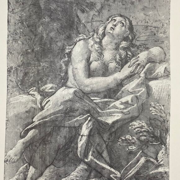 Carracci, Mary Magdalene at Prayer, Drawing, Print, Classic Art, ~ 240623-WH 595 - Picture 1 of 3